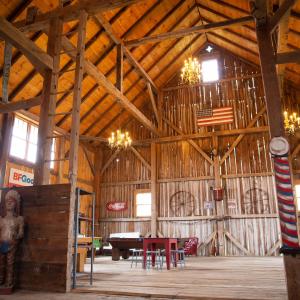 inside of restored barn