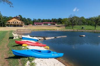 Pond and boats at Fox Run Farm & Retreat