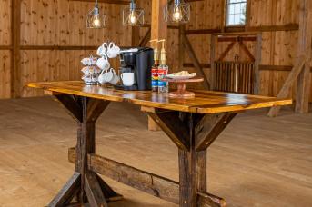 Chandelier made from reclaimed wood barn beam