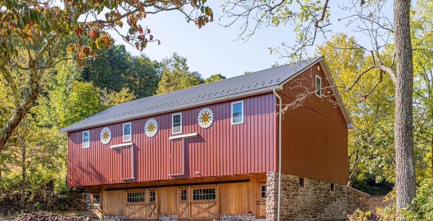 The beautifully restored barn
