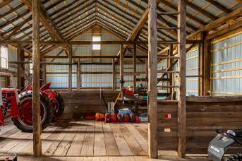 Inside the restored barn