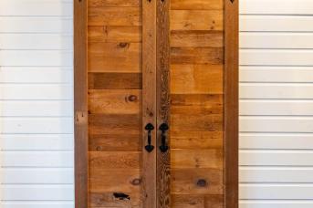 gliding door made from reclaimed wood