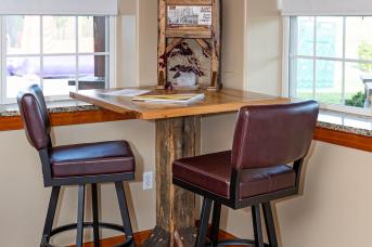 Square bar-height barn wood table