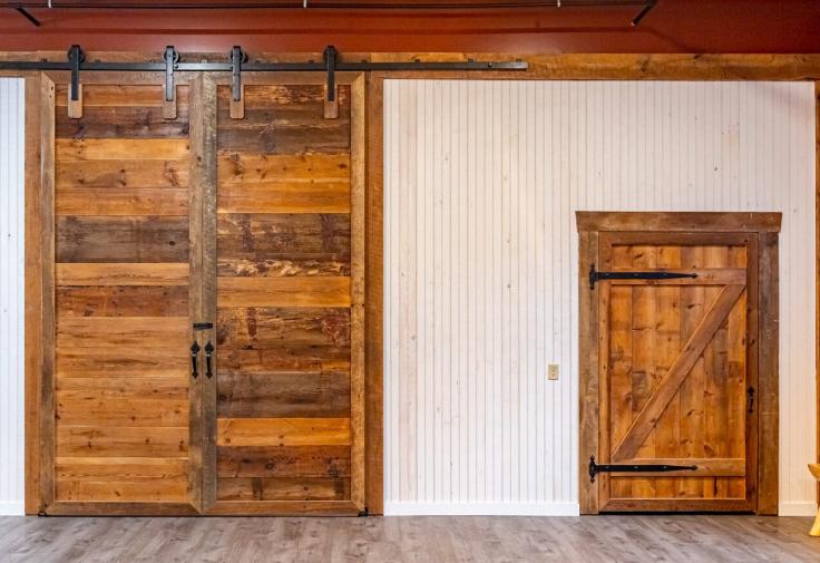 gliding door made from reclaimed wood