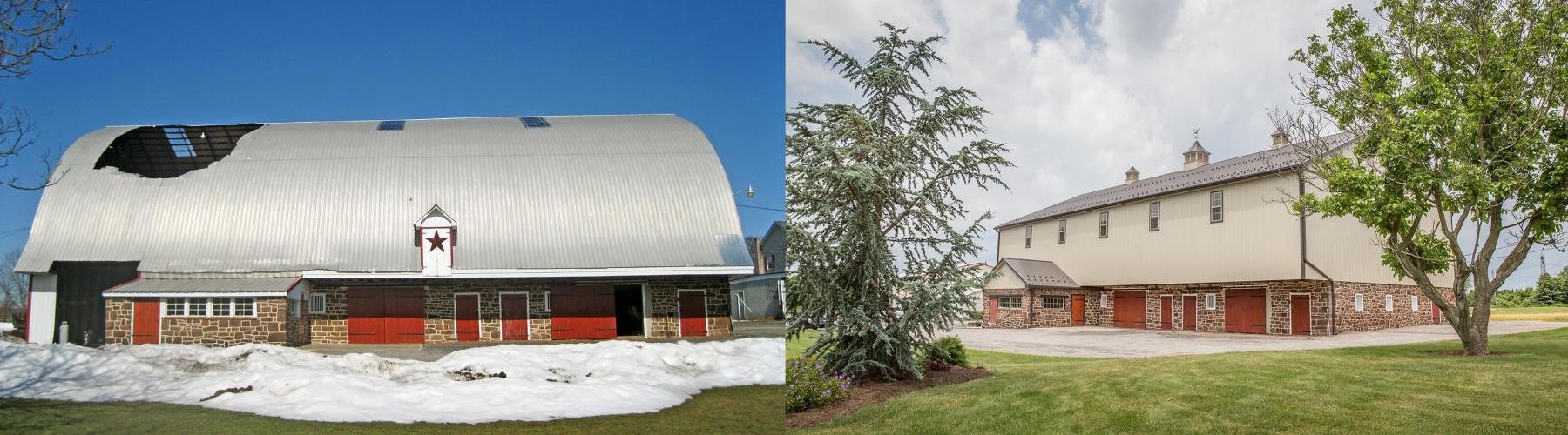 Bank barn renovations before / after